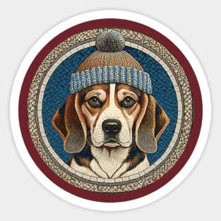 Beagle dog dressed for winter Sticker